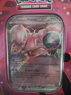Pokemon TCG Team Rocket's Mewtwo ex EMPTY Tin w/ Promo Card English 2024 - Image 2