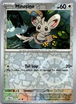 Minccino 075/086 Black Bolt Pokemon TCG Reverse Holo C NM - Image 1