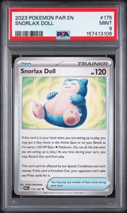 Pokemon Snorlax Doll PSA 9 #175/182 SV04: Paradox Rift Regular Finish - POP 41 - Image 1