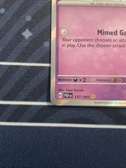 Mime Jr. 157/091 - Shiny Rare SV: Paldean Fates Pokemon TCG PAF NM - Image 5