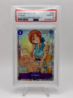 One Piece O-Nami Illustration Box Volume 1 OP05-062 PSA 10 GEM MT English 2025 - Image 1