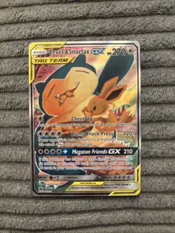 Pokemon TCG Eevee and Snorlax GX SM169 Sun & Moon Promo Holo Card - Image 1