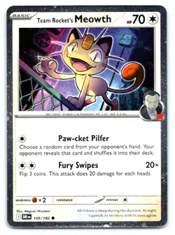 Team Rocket's Meowth (Cosmos Holo) Pokemon Holo Common Miscellaneous Cards & Pro - Image 1