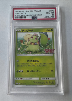 2019 Chikorita Japanese Pokemon Card Station Promo - PSA 10 GEM MINT - Image 1