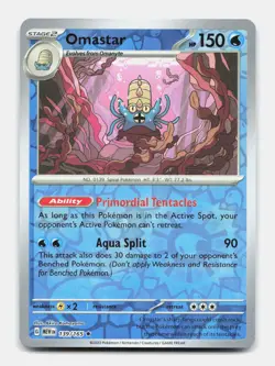 Omastar 139/165 Rare MEW 151 Pokemon Reverse Holo NM/M - Image 1