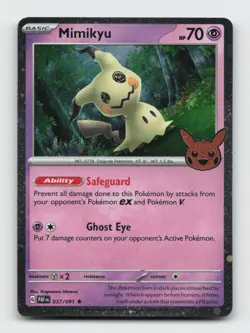 Mimikyu 037/091 TTBB24 Trick or Trade BOOster 2024 Holo Pokemon Holo NM/M - Image 1