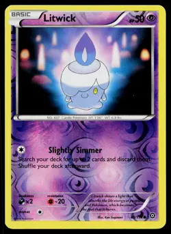 Litwick 48/114 Reverse Holo Common Steam Siege Pokemon Heavily Played - Image 1