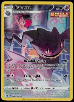 Banette TG07/TG30 Holo Lost Origin Trainer Gallery Pokemon NM - Image 1