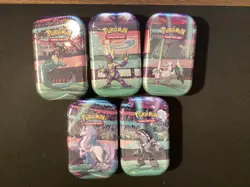 POKEMON x5 C22 GALAR MINI TINS (w/ Evo Skies & Fusion Strike) COMPLETE ART SET!! - Image 1