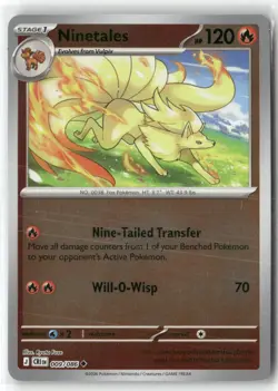 Ninetales 009/086 Uncommon ME04: Chaos Rising Pokemon Reverse Holo Near Mint - Image 1