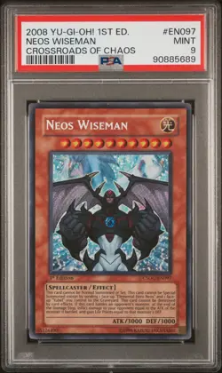 2008 YUGIOH 1ST ED CSOC-EN097 NEOS WISEMAN SECRET RARE PSA 9 MINT #90885689 - Image 1