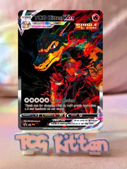 *CUSTOM* Ash & Charizard VMAX Cracked Ice Holo Handmade Proxy Card TCGKITTEN - Image 1