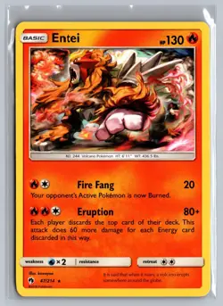 Entei 47/214 Rare Lost Thunder Pokemon Near Mint - Image 1