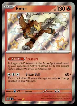 Entei 112/091 Shiny Rare Paldean Fates Pokemon Holo Near Mint - Image 1