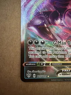 Pokemon TCG Grimmsnarl VMAX Darkness Ablaze Holo Ultra Rare 115/189 - Image 3