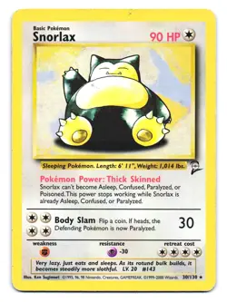 Snorlax 30/130 Rare Base Set 2 Pokemon HP - Image 1