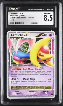 CGC 8.5 NM/MINT+ Cresselia LV.X 103/106 Great Encounters Holo Pokemon Card - Image 1