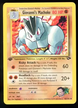 Giovanni's Machoke Gym Challenge 42/132 1st Edition Uncommon Pokemon Card WOTC - Image 1