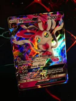 NM Pokemon SYLVEON GX Card SM GUARDIANS RISING Set 92/145 Ultra Rare Holo - Image 1