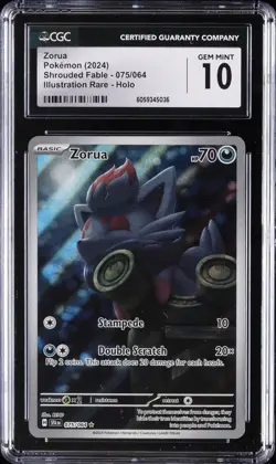 2024 POKEMON SHROUDED FABLE ILLUSTRATION RARE - HOLO ZORUA CGC 10 GEM MINT - Image 1