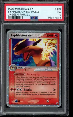 2005 Typhlosion EX #110 Pokemon Unseen Forces PSA 5 - Image 1