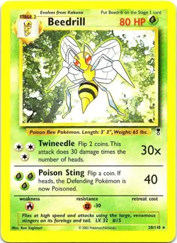 Beedrill 17/102 Rare Base Set Unlimited Pokemon Near Mint - Image 1