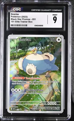 CGC 9 SNORLAX 051 151 ELITE TRAINER BOX BLACK STAR PROMOS POKEMON MINT - Image 1