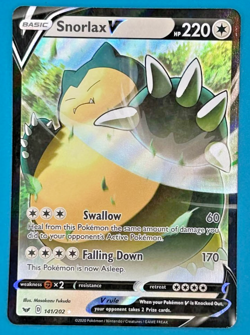 ULTRA RARE Snorlax V 141/202 Pokemon Sword Shield Holographic Holo Foil - Image 1