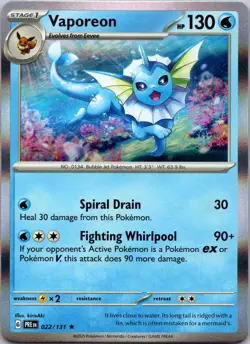 Vaporeon 022/131 Holo Rare Prismatic Evolutions Pokemon Holo Near Mint - Image 1