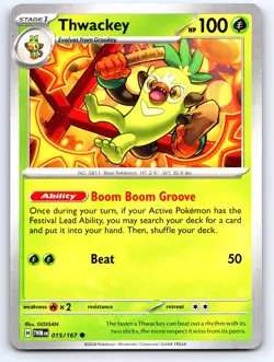 Thwackey 015/167 Common Twilight Masquerade Pokemon Lightly Played - Image 1