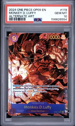 2024 One Piece OP09 EN Monkey D Luffy Alternate Art #119 PSA 10 GEM MINT - Image 1