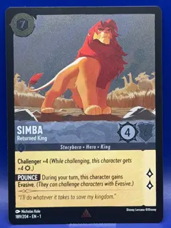 Disney Lorcana Simba Returned King 189/204 Rare COLD FOIL EN 1 The First Chapter - Image 1