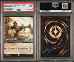 2024 DISNEY LORCANA EN 3-INTO THE INKLANDS #220 MICKEY MOUSE - TRUMPETER PSA 9 - Image 3