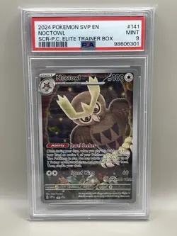 Noctowl SVP 141 Scarlet Violet Promo Pokemon Center Stamp PSA 9 - Image 2