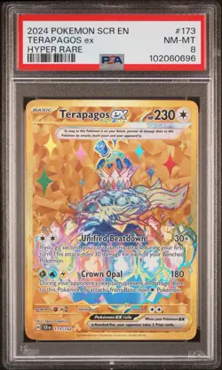 2024 Pokemon Stellar Crown Terapagos ex Hyper Rare #173 PSA 8 NM-MT - Image 1