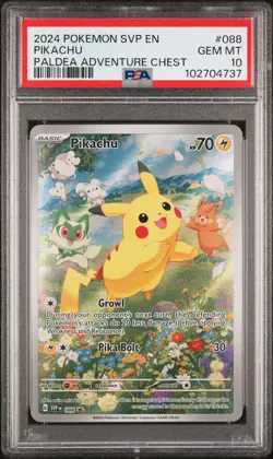 2024 POKEMON SVP EN-SV BLACK STAR PROMO PALDEA ADVENTURE CHEST PIKACHU PSA 10 - Image 1