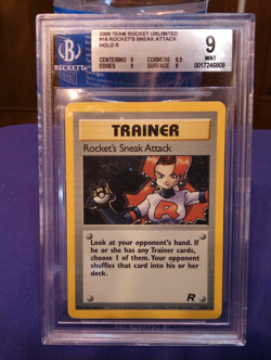 2000 POKEMON TRAINER TEAM ROCKET UNLIMITED ROCKET'S SNEAK ATTACK HOLO R BGS 9 - Image 1