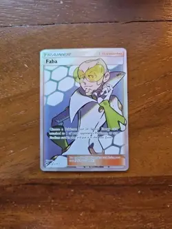 Pokemon TCG Faba SM Lost Thunder 208/214 Holo Ultra Rare Full Art Trainer - Image 1