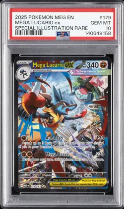2025 POKEMON MEG EN-MEGA EVOLUTION #179 MEGA LUCARIO EX PSA 10 - Image 1