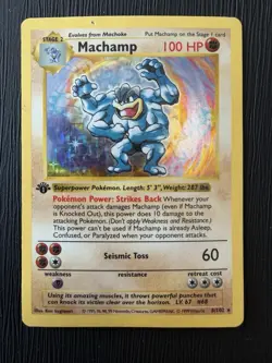 Machamp 008/102 1st Edition Shadowless Holo - Pokemon Base Set HP-DMG - Image 1