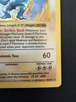 Machamp 008/102 1st Edition Shadowless Holo - Pokemon Base Set HP-DMG - Image 4