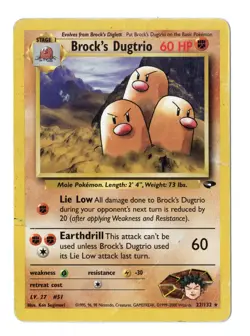 Brock's Dugtrio 22/132 Rare Gym Challenge Pokemon Unlimited Damaged - Image 1