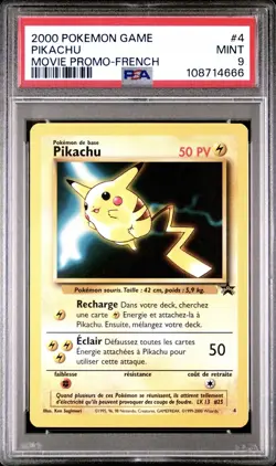 2000 Pokemon FRENCH Movie Promo Pikachu 4 PSA 9 MINT - Image 1