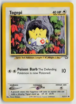 Togepi 51/111 Uncommon Neo Genesis Pokemon Unlimited Lightly Played - Image 1