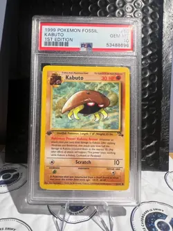 Pokemon TCG Kabuto 1st Edition Fossil #50/62 PSA 10 - Image 1