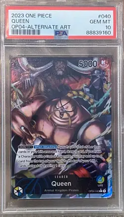 One Piece Queen (Alternate Art Leader) - Kingdoms of Intrigue (OP04) PSA 10 - Image 2