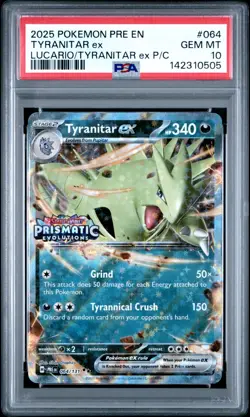 Tyranitar ex 064 Pokemon Prismatic Evolutions Stamped Promo PSA 10 GEM MINT Card - Image 1