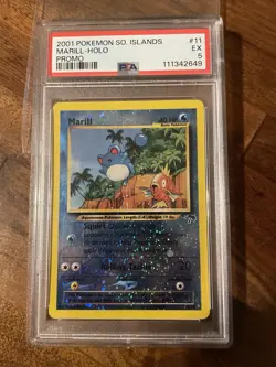 PSA 5 Marill Holo 11/18 Southern Islands Promo Pokemon Card 2001 so. Islands - Image 1