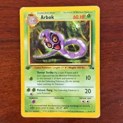 1st Edition Arbok 31/62 Uncommon Fossil Pokemon Card DMG - Image 1
