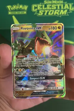 Rayquaza GX 109/168 Pokemon Celestial Storm Sun & Moon Ultra Rare Card NM CLEAN - Image 1